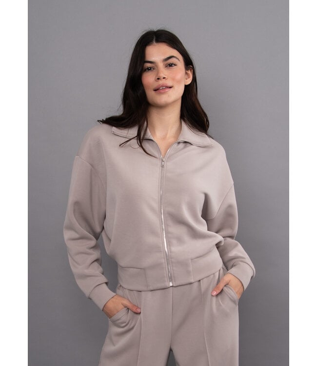 RD Style MAURITZ MODAL SOFT KNIT MOCK NECKZIP UP TOP