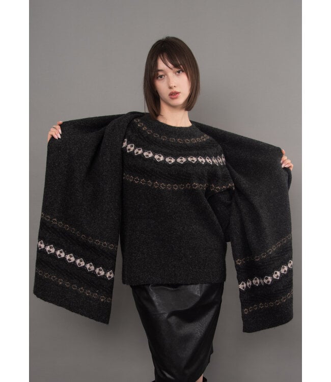 RD Style GALA LONG SLEEVE FAIRISLE PULL-OVER SWEATER WITH SCAR