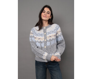 RD Style FAIRISLE CREW CARDIGAN WITH BOWS
