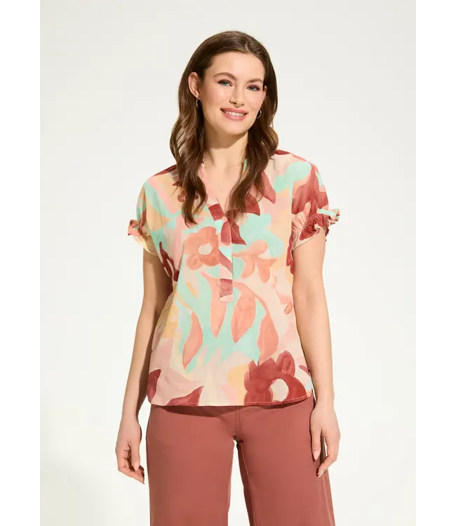 FDJ Crinkle Printed Top,Camo Floral