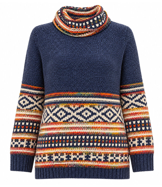 Point Zero Women's Fair Isle Cowl Neck Sweater