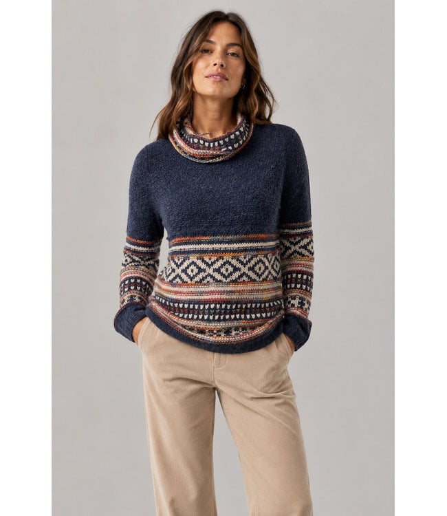 Point Zero Women's Fair Isle Cowl Neck Sweater