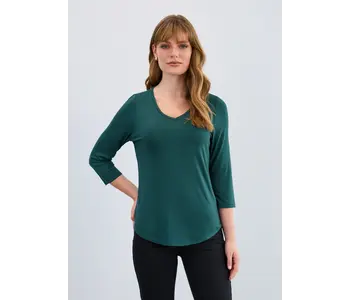 FDJ   3/4 Sleeve V-Neck Top Spruce