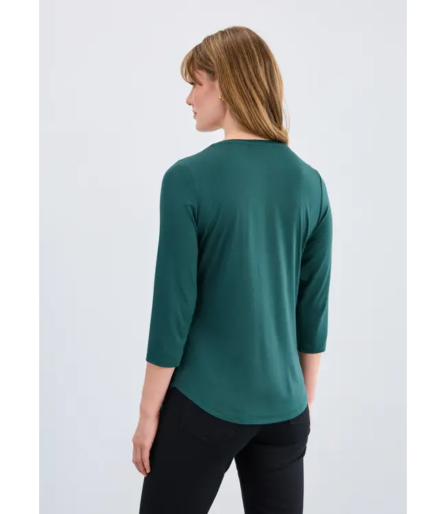 FDJ 3/4 Sleeve V-Neck Top Spruce