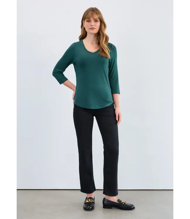 FDJ 3/4 Sleeve V-Neck Top Spruce