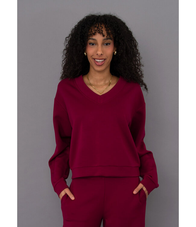 RD Style Signature Soft Knit V-Neck Pullover Cranberry