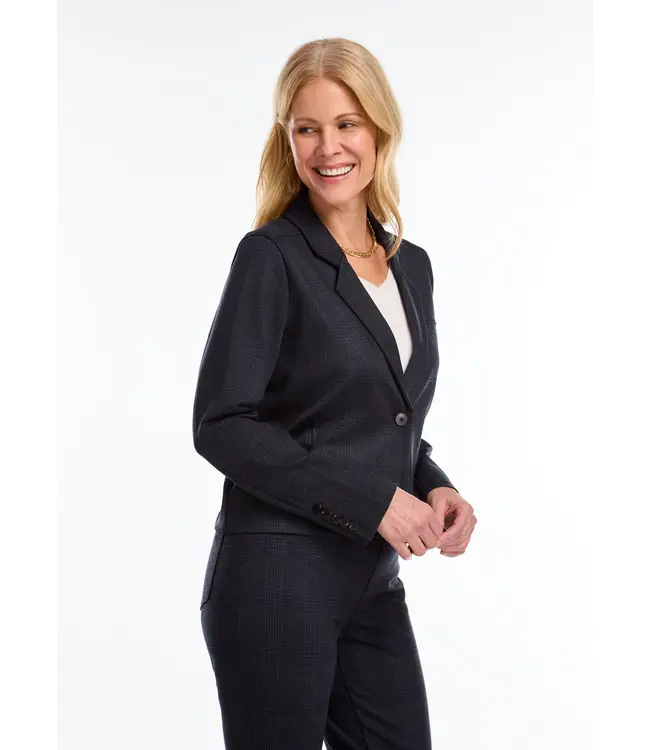 FDJ Cropped Blazer Navy Check