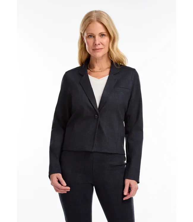 FDJ Cropped Blazer Navy Check