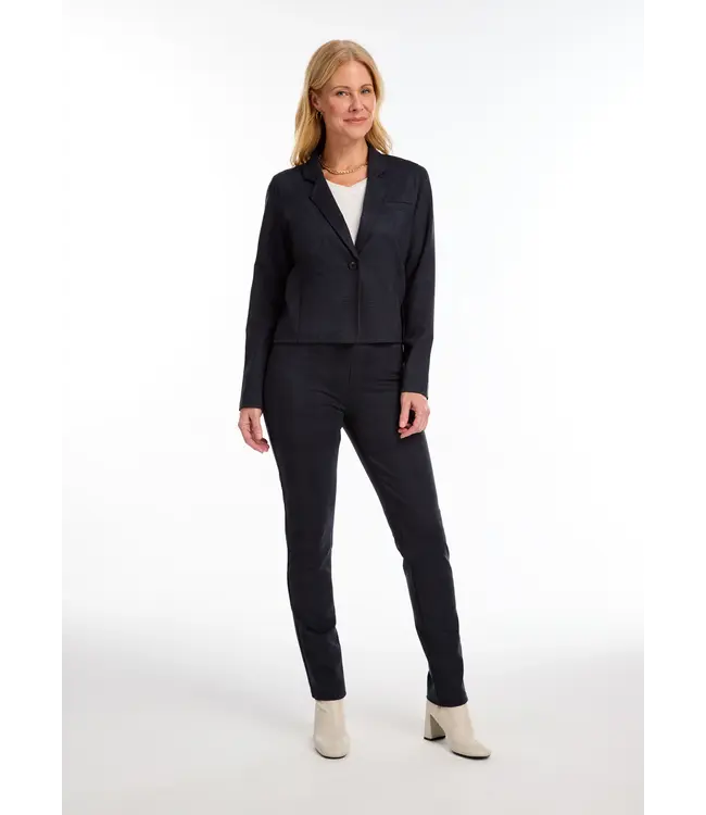FDJ Cropped Blazer Navy Check