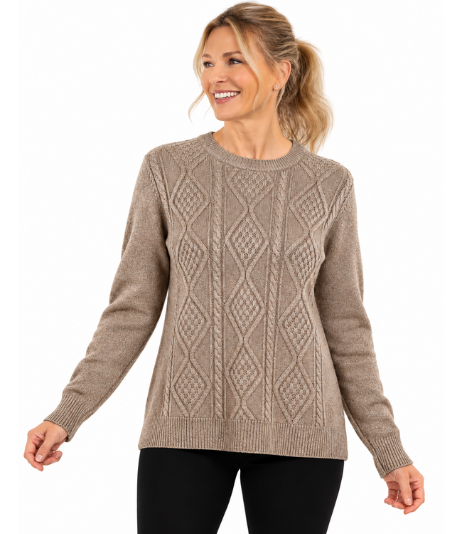 NU-LOOK Fashion Women's Cable Knit Crew Neck Sweater