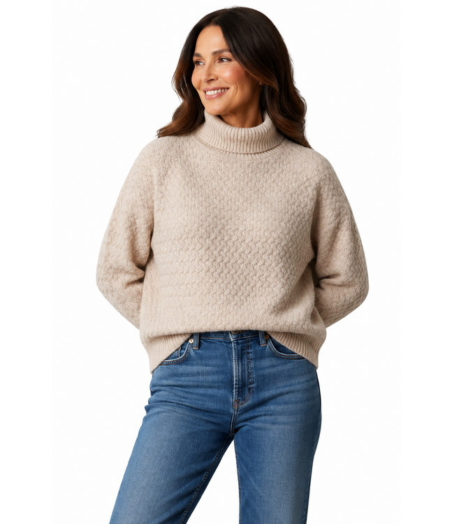 NU-LOOK Fashion Women's Textured Knit Turtleneck Sweater