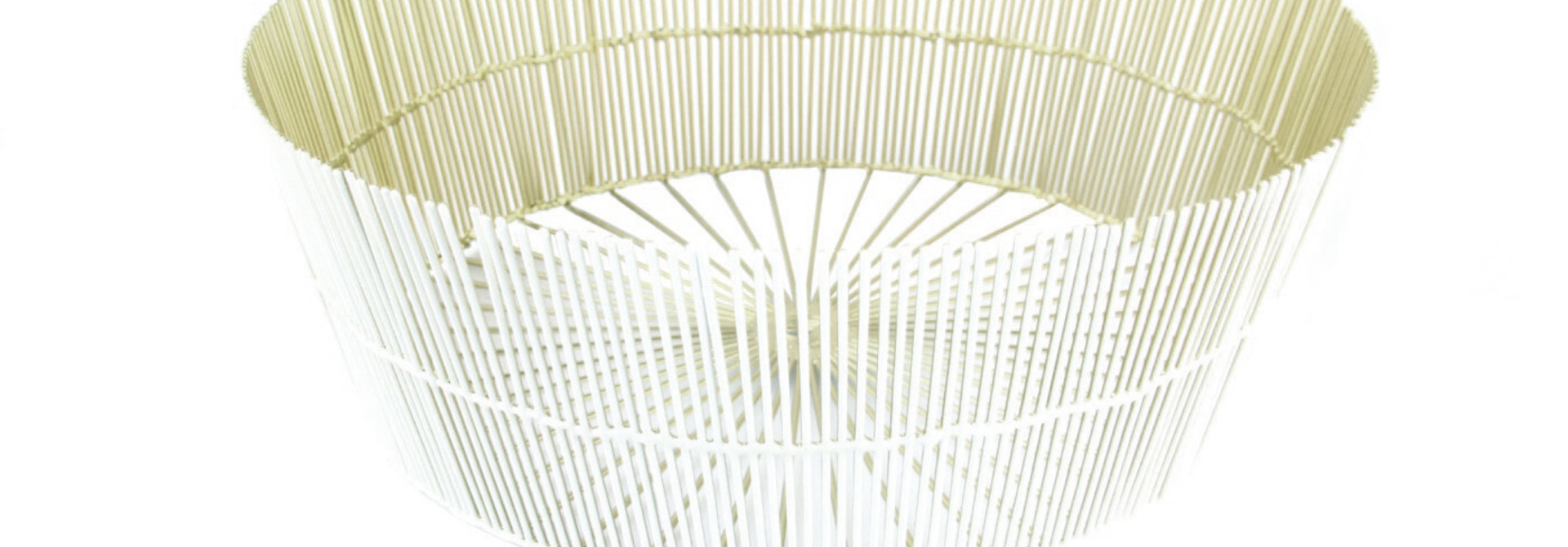 White & Gold Wire Round Basket
