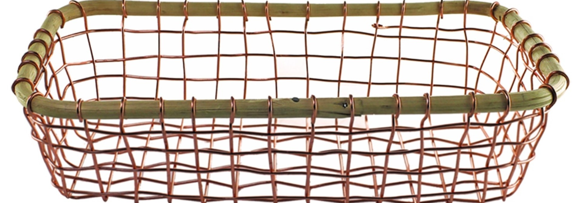 Copper Wire & Cane Rectangular Basket