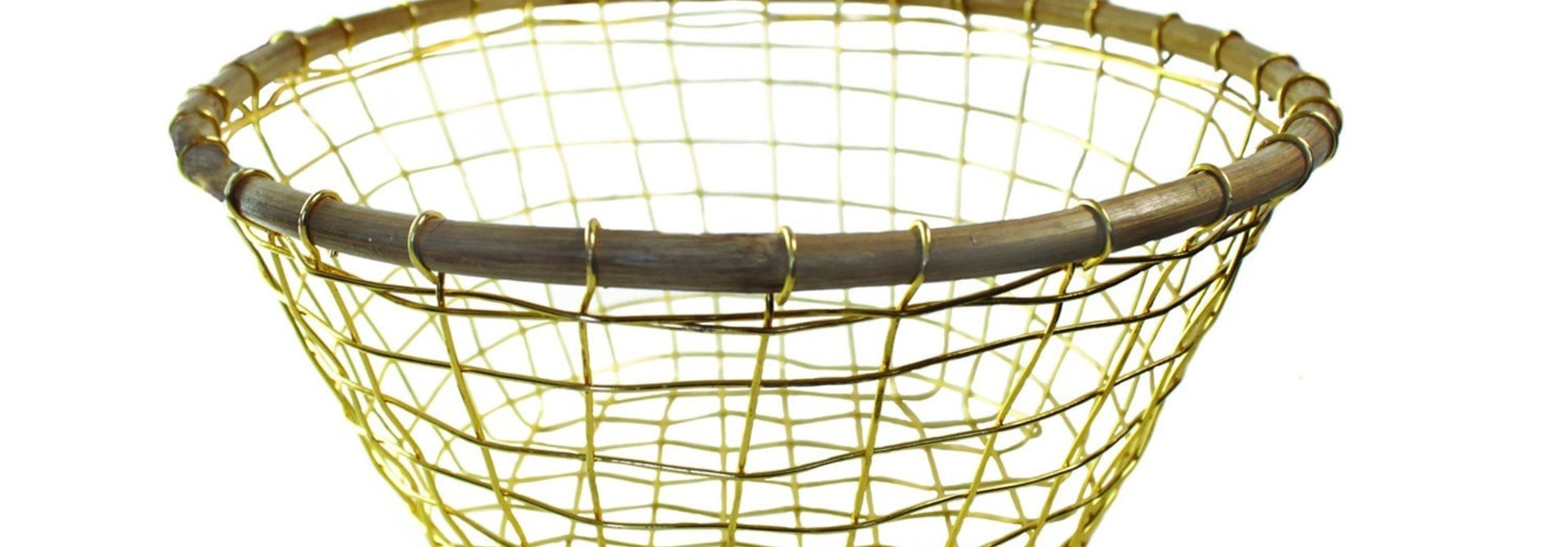 Gold Wire & Cane Round Basket