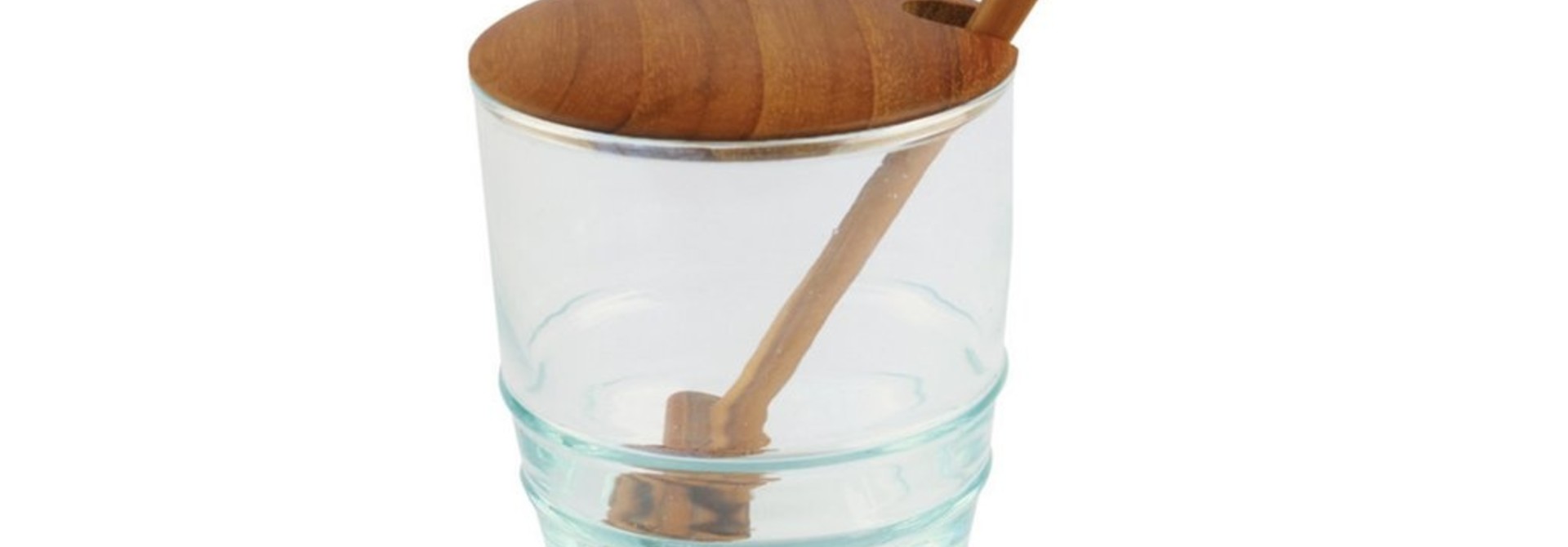 Recycled Glass & Teak Jar Set Spoon