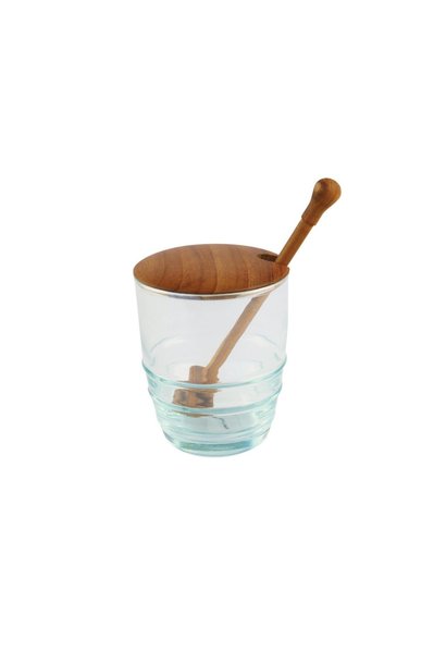 Recycled Glass & Teak Jar Set Spoon