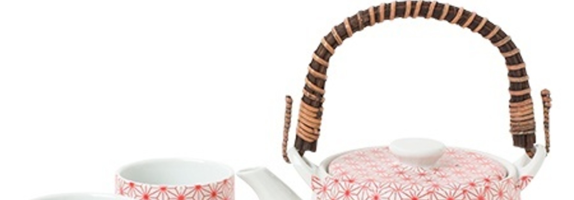 Asanoha Red Pattern - Tea Set