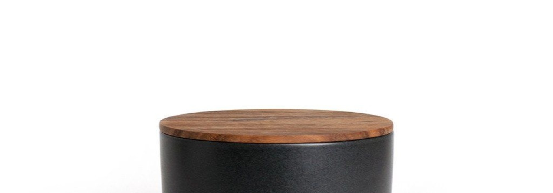 Black Stoneware Container with Acacia Lid - Extra Small