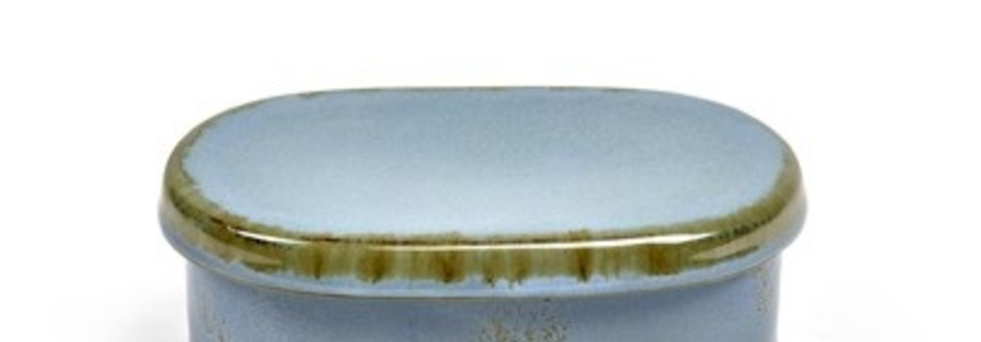 6" Ceramic Oval Butter Dish - Smokey Blue