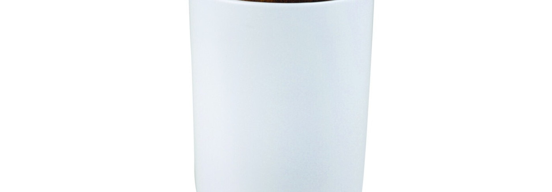 White Stoneware Container with Acacia Lid - Extra Large