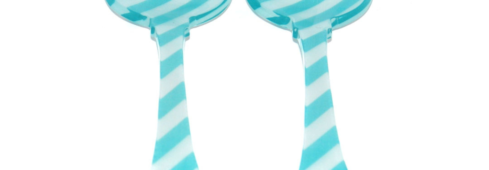 2 Pc Salad Set Sm - Turq Stripe
