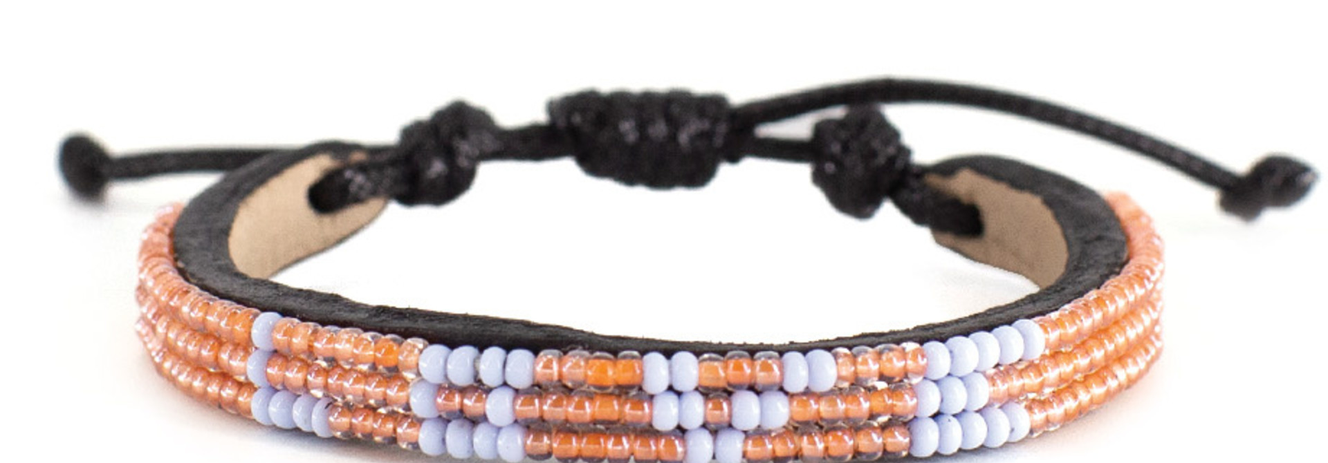 3 row LOVE Bracelet Peach/lt.Blue