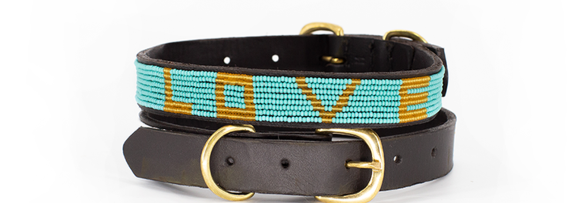 Pet Collar LOVE Teal Small