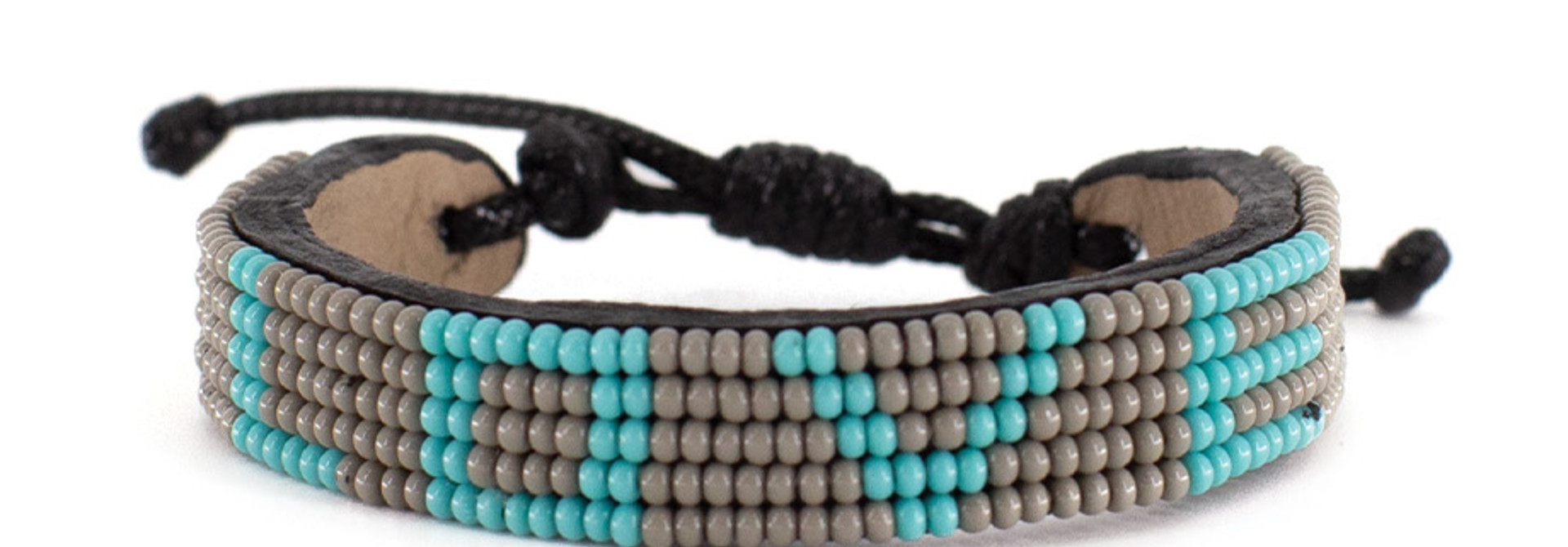 5 row LOVE Bracelet Grey/Turquoise