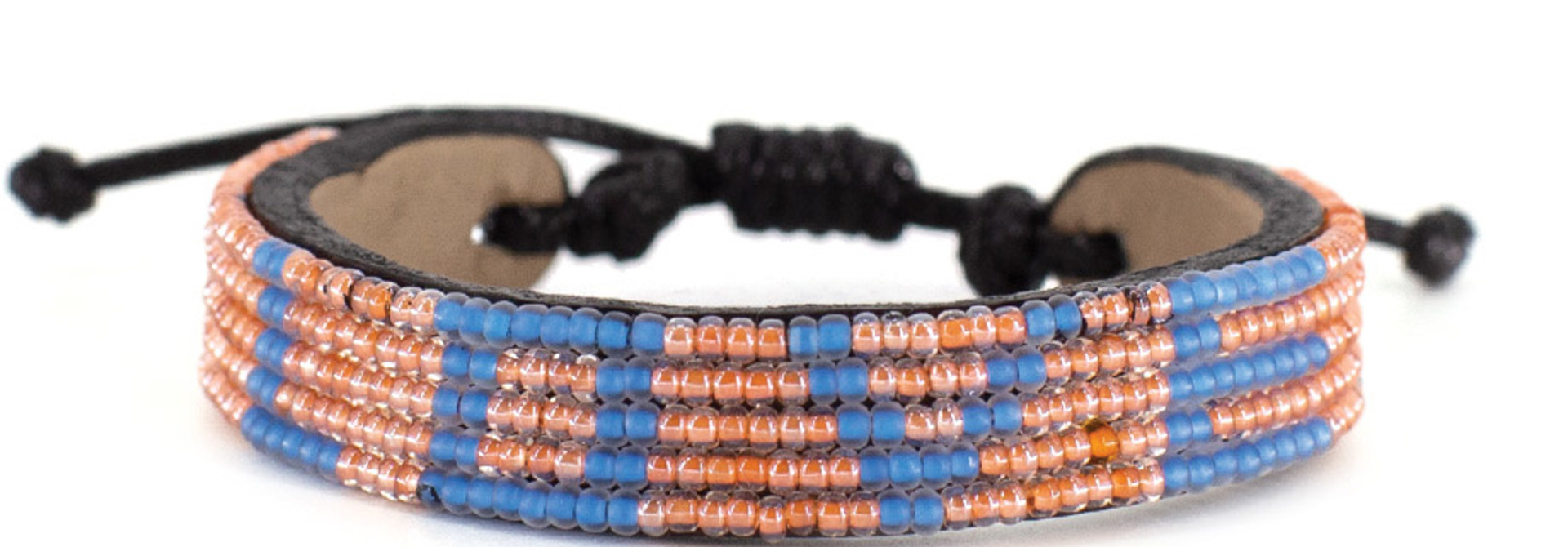 5 row LOVE Bracelet Peach/Sea Blue