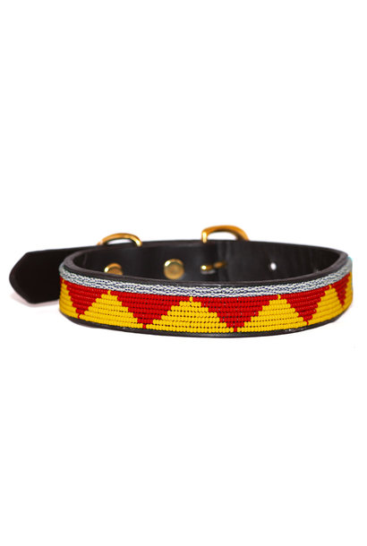 Pet Collar Spring Yellow/Red Small
