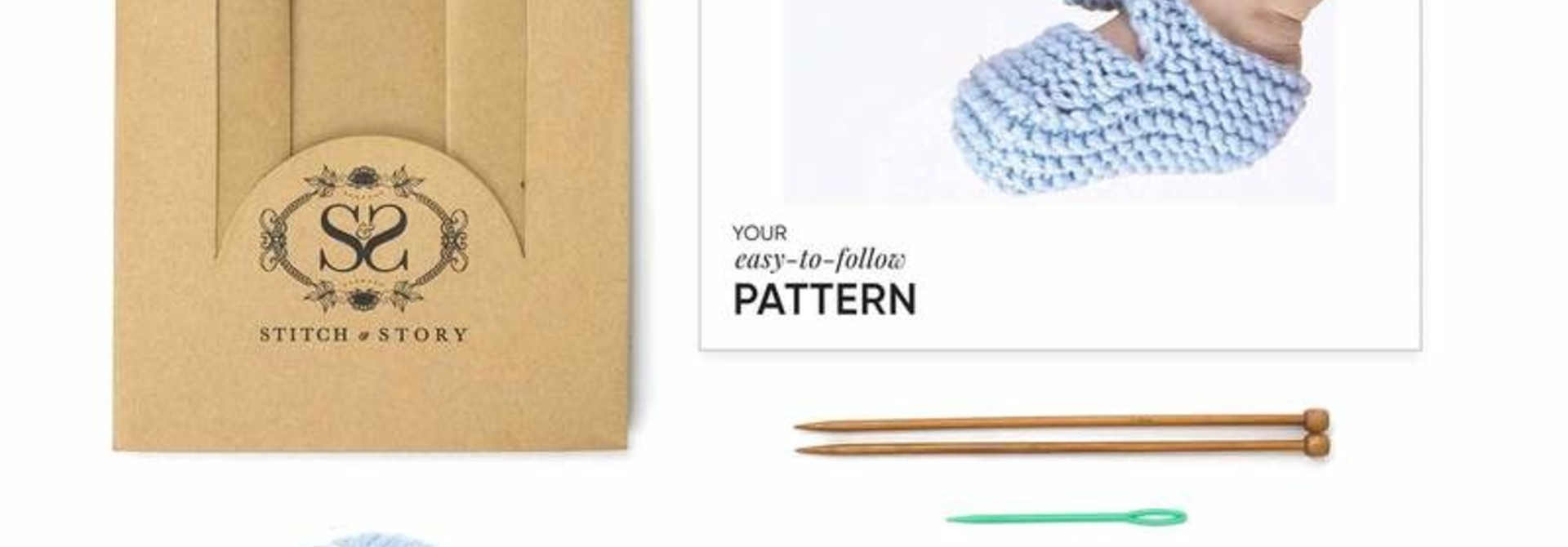 Booties Knitting Kit - Blue