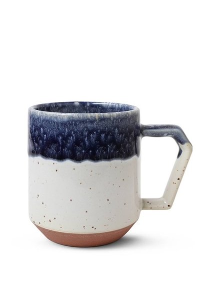 Mug - Wh/Navy - Drip Glaze