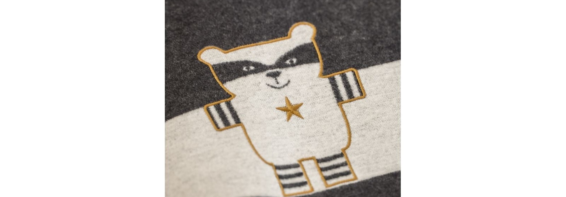 Blanket - Racoon - Charcoal Stripe