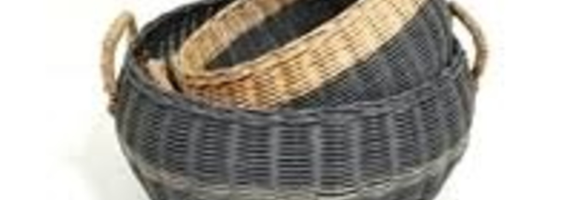 Round Basket Straw Handles - Lge