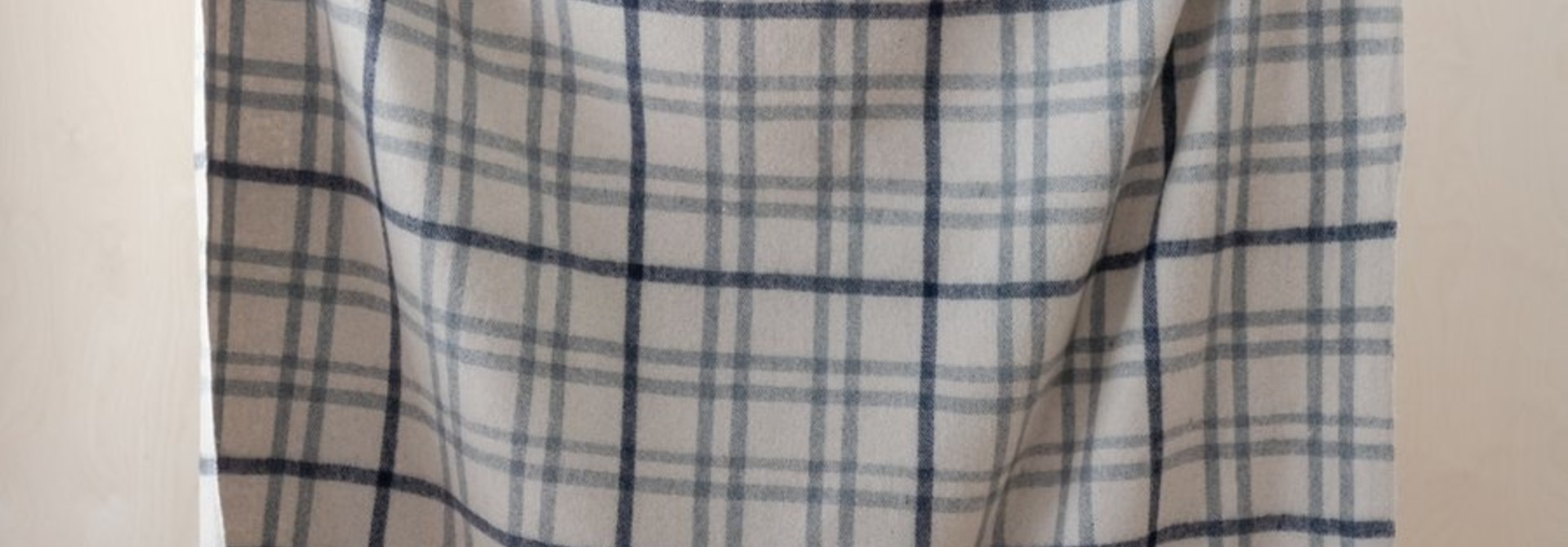 Recycled Wool Blanket - Light Grey Check