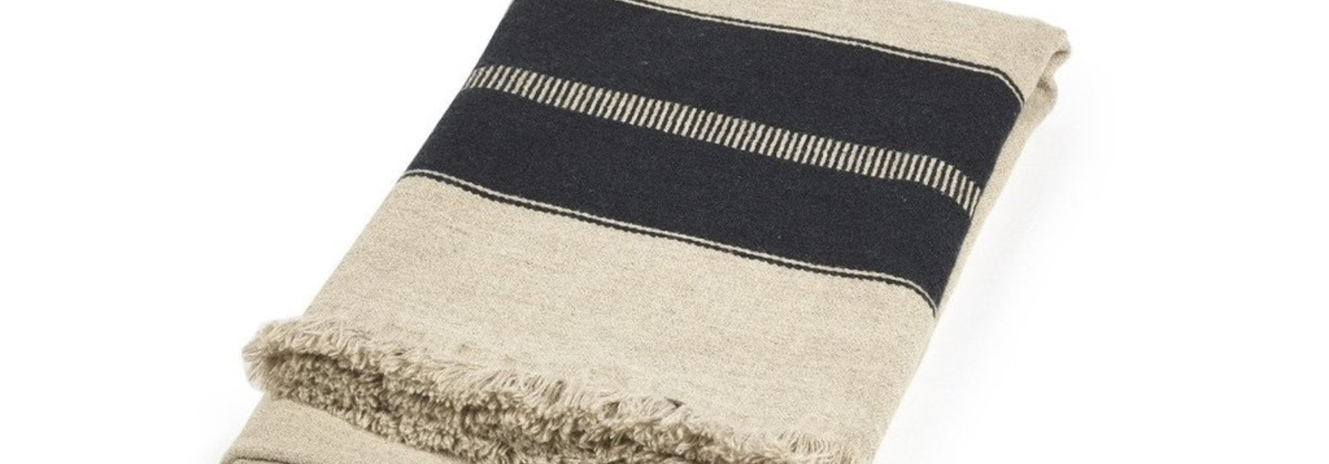 Throw - Marshall - Flax/Blk Stripe