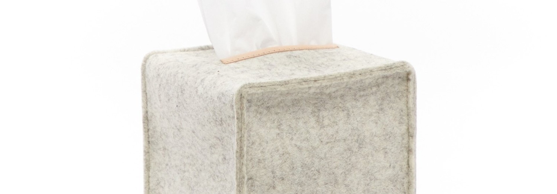 Felt Tissue Sq Box Small - Heather White