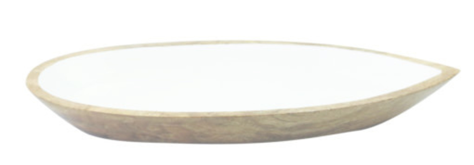 Mango Wood & White Enamel Oval Dish - Sm