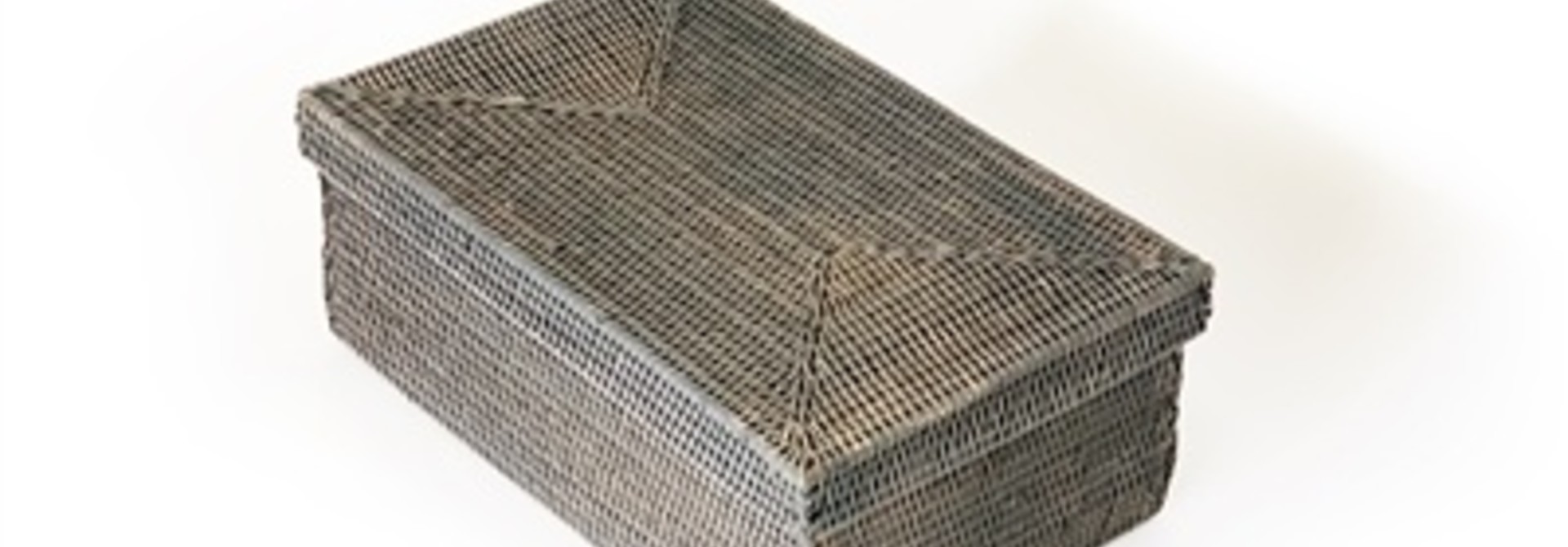 Rectangular Storage Basket w/lid - Grey Wash - Lg
