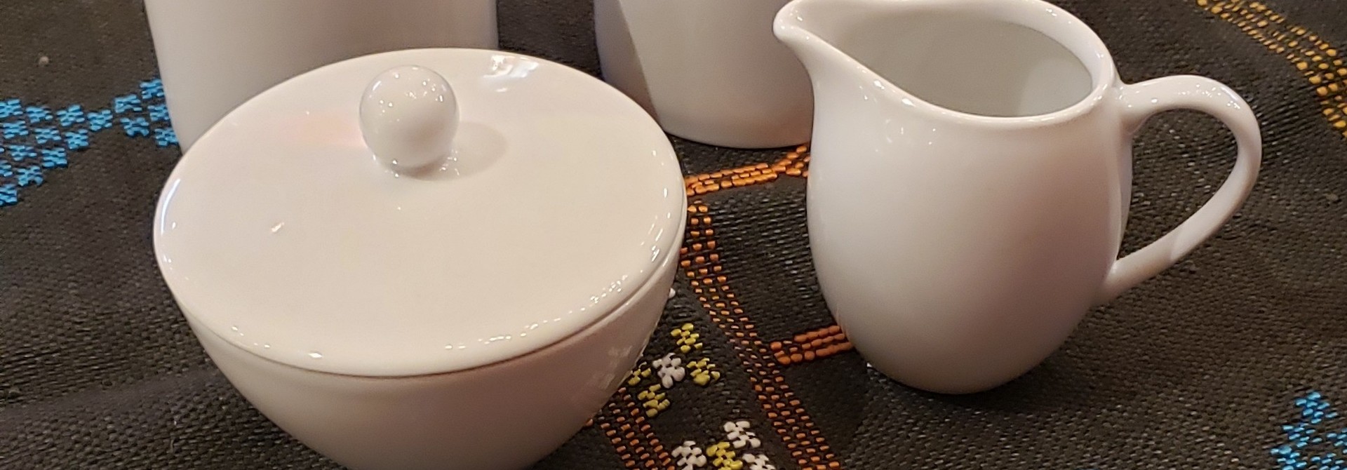 Sugar Bowl, creamer & 2 mugs