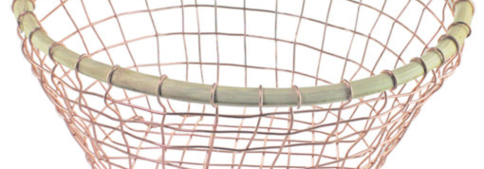 Copper Wire & Cane Round Basket