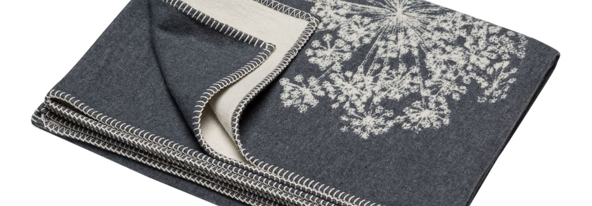Cotton Throw - Floral - Grey