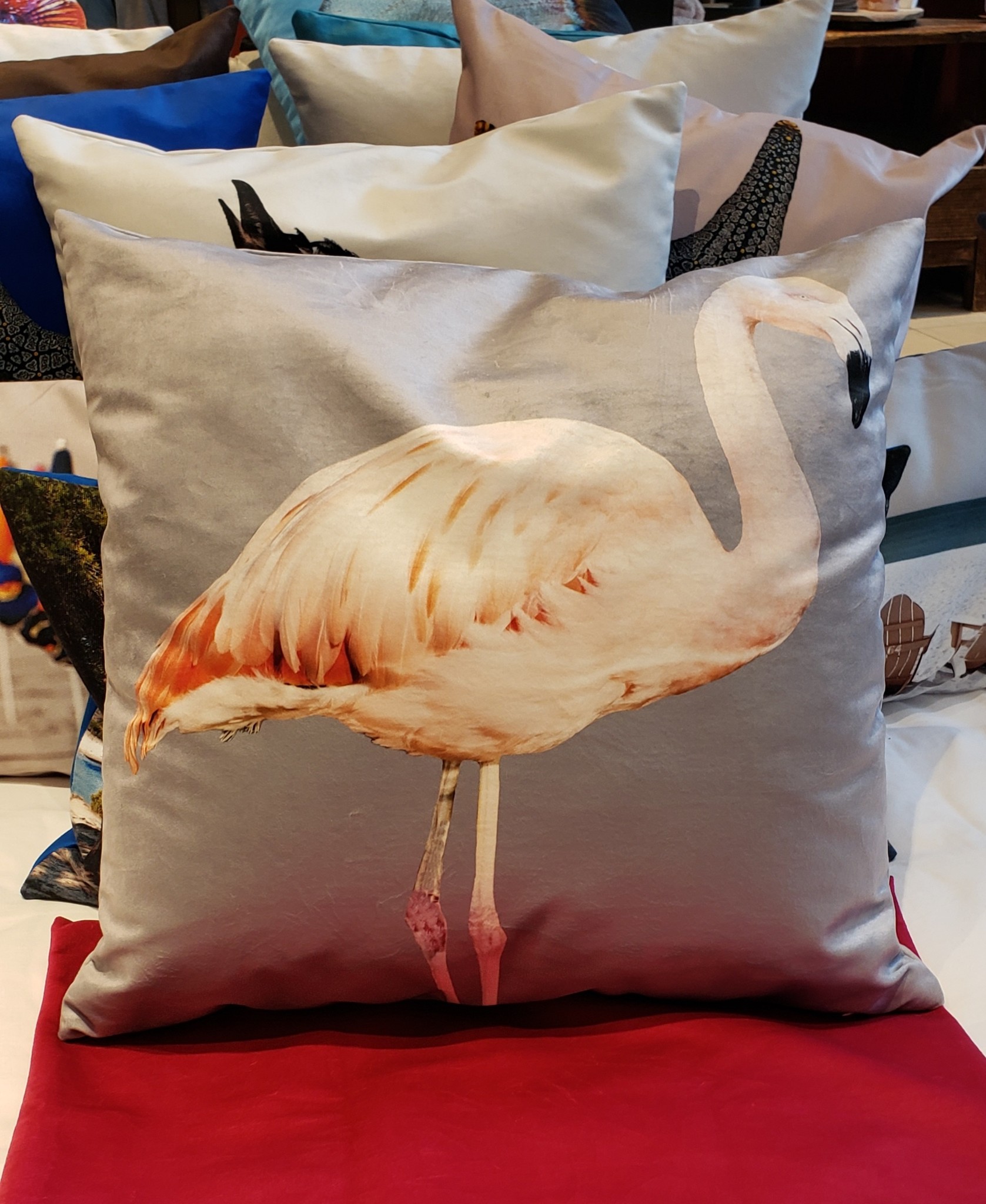 Outdoor Cushion - Flamingo - Grey-1