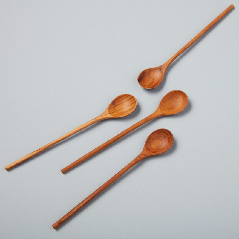 Teak Thin Spoons, Medium, Set of 4-1