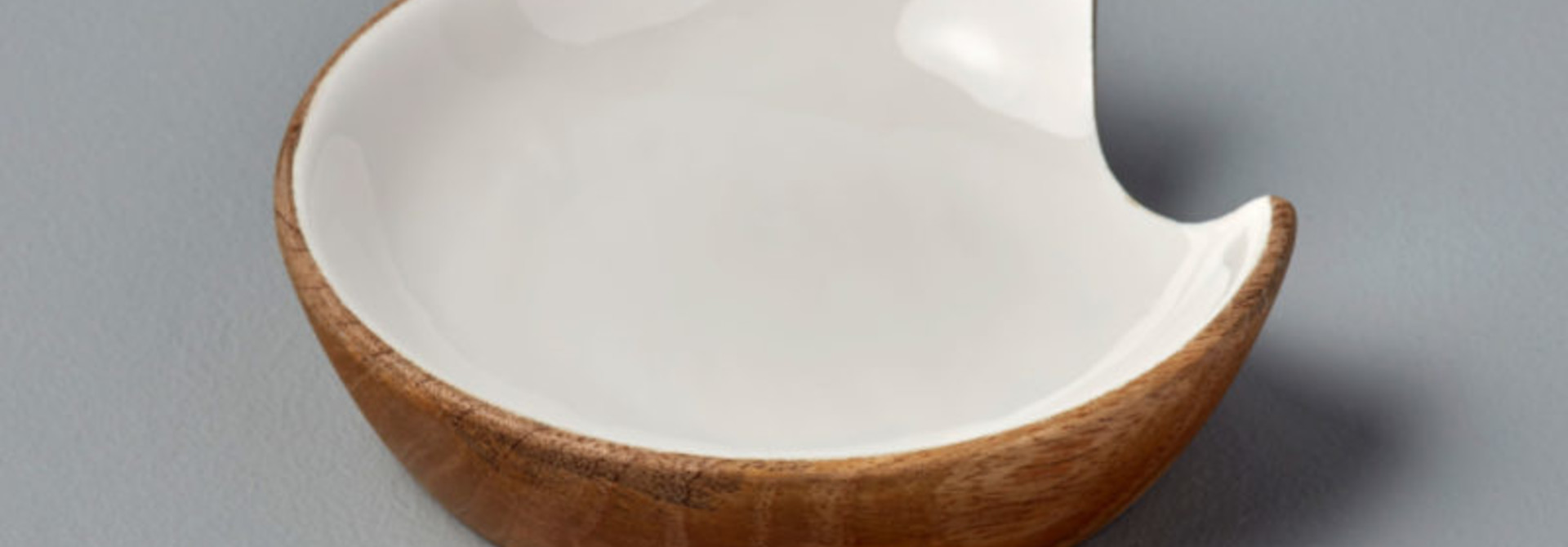 Mango Wood & White Enamel Spoon Rest