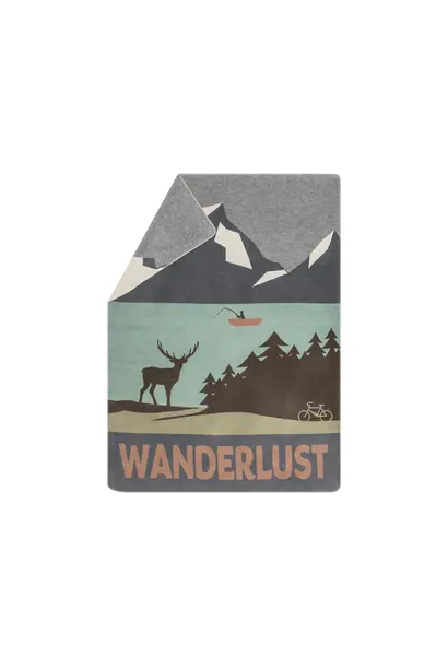 Blanket/Throw - Wanderlust - Green/Grey 200 x 150 cm - (79" x 59")
