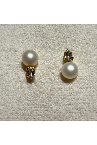 Earring - Stud - Pearl - Diamond