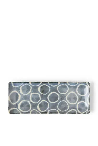 Rustic White Circles Rectangle Plate