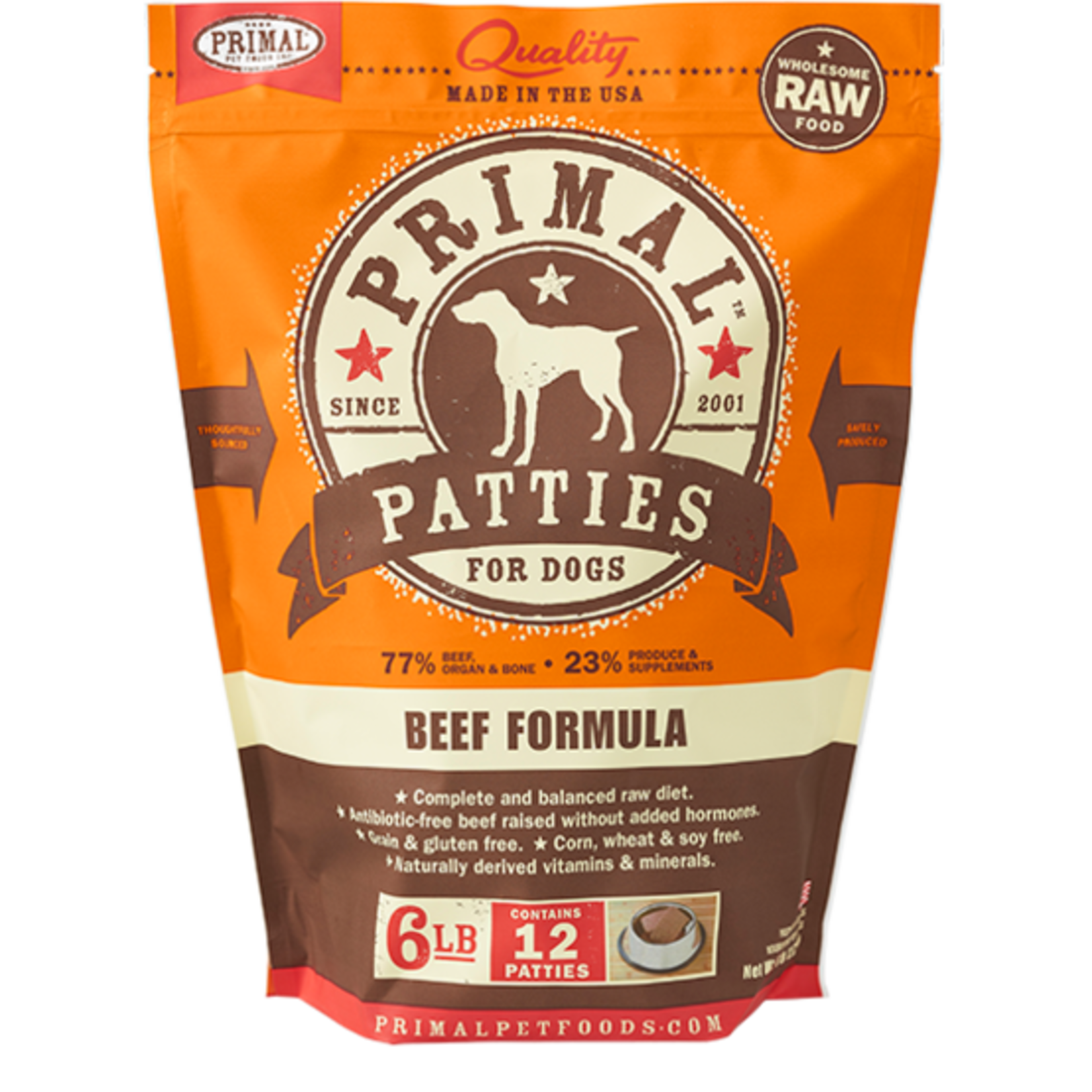 Primal Pet Foods Primal Dog Frozen Beef Patties 6#