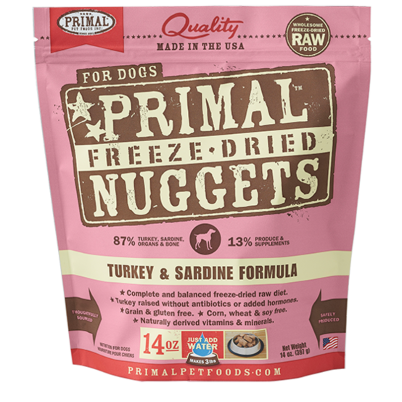 Primal Pet Foods Primal Dog Freeze-dried Turkey & Sardine Nuggets 14 OZ